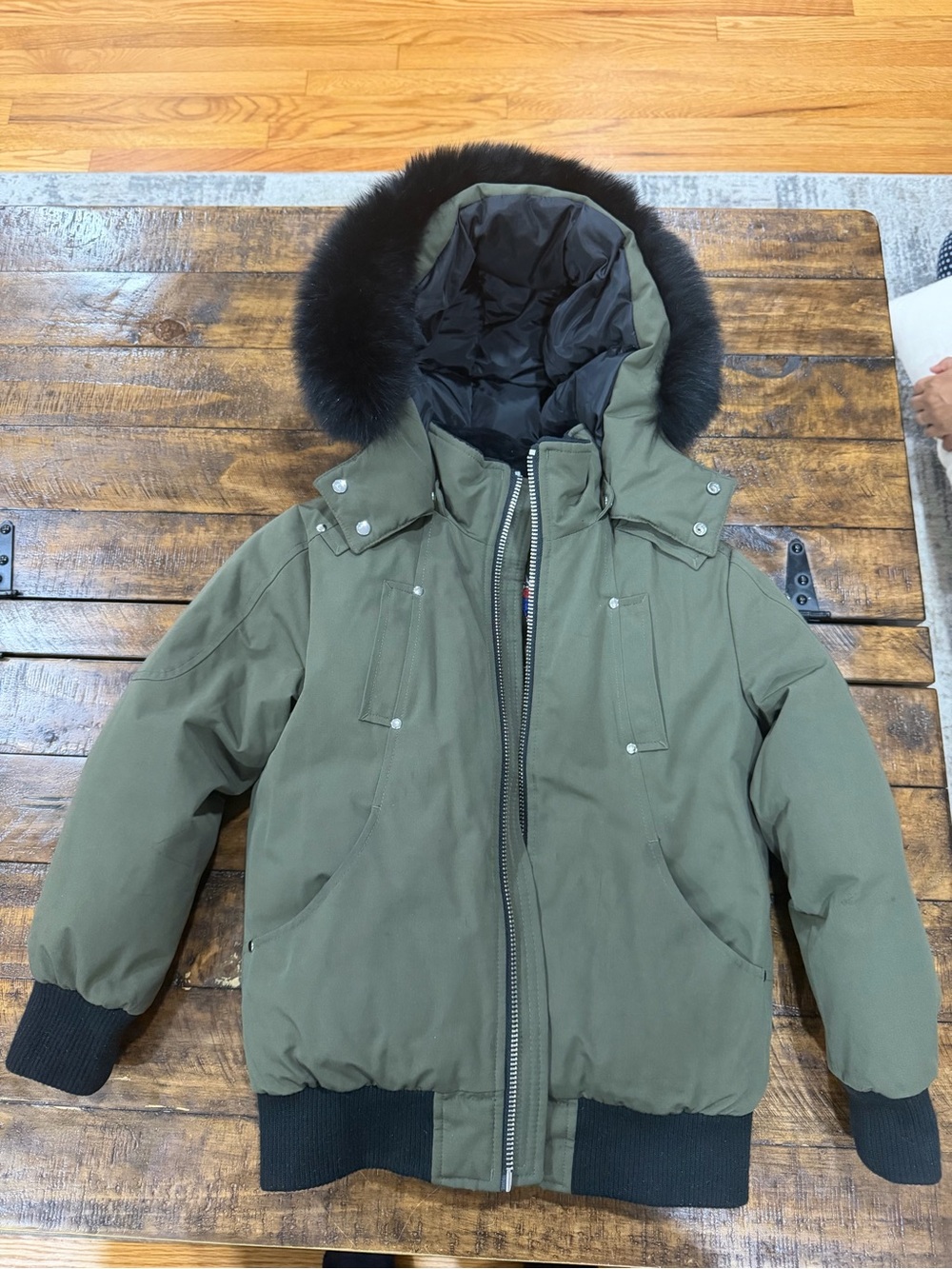 Moose Knuckles Olive Green and Black Insulated Jacket